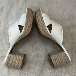 White Prada block heeled sandals size 38 fits like a 7.5